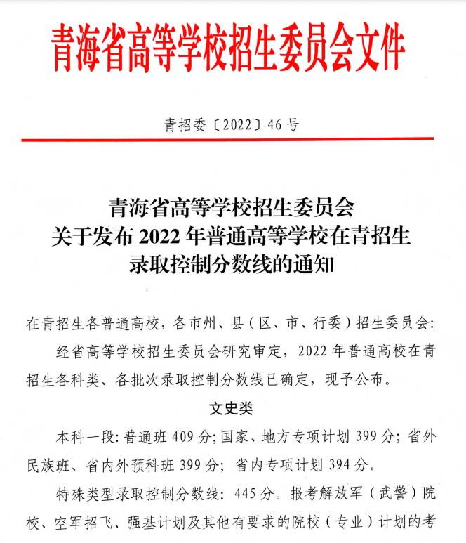 2022年<a href=https://www.211g.cn/tag/qinghai.html target=_blank class=infotextkey>青海</a>高考二段<a href=https://www.211g.cn/tag/fenshu.html target=_blank class=infotextkey>分数</a>线（<a href=https://www.211g.cn/tag/like.html target=_blank class=infotextkey>理科</a>+<a href=https://www.211g.cn/tag/wenke.html target=_blank class=infotextkey>文科</a>）