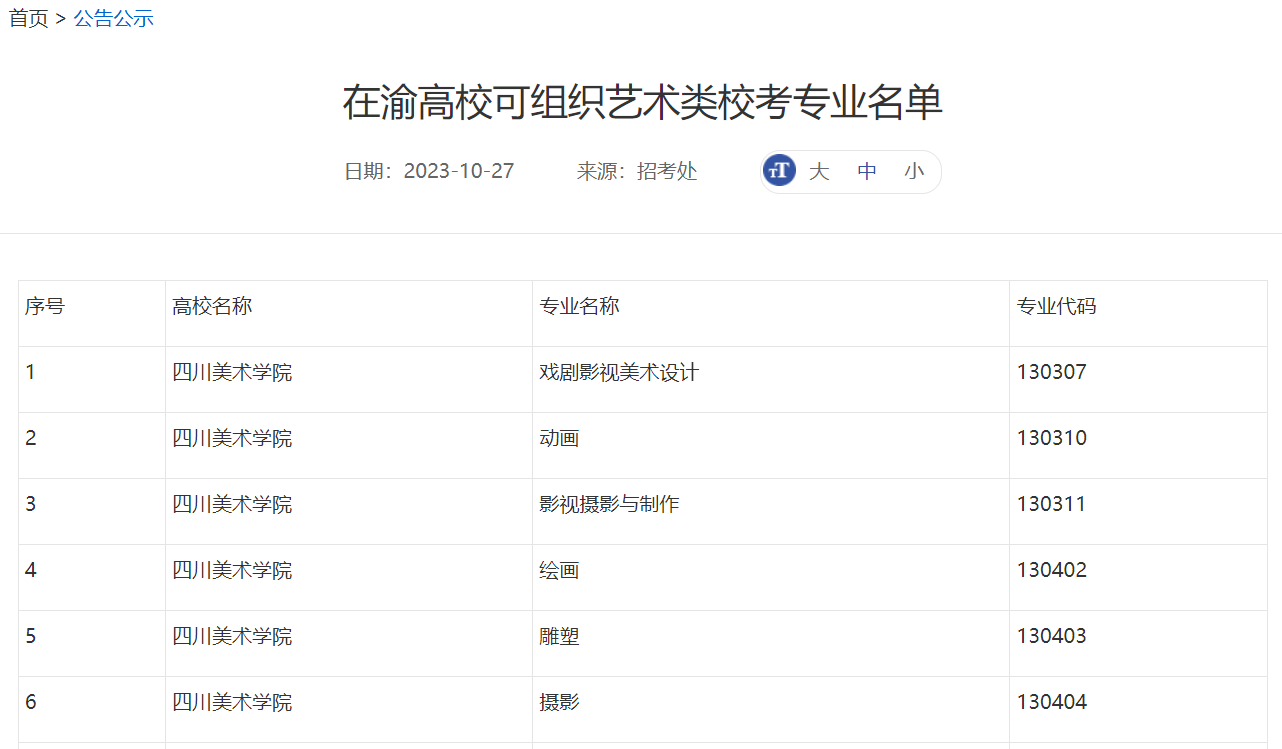 重庆可举办艺术类专业校考的学校有哪些