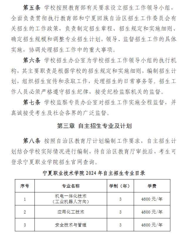 2024年<a href=https://www.211g.cn/tag/ningxia.html target=_blank class=infotextkey>宁夏</a><a href=https://www.211g.cn/tag/zhiye.html target=_blank class=infotextkey>职业</a><a href=https://www.211g.cn/tag/jishu.html target=_blank class=infotextkey>技术</a><a href=https://www.211g.cn/tag/xueyuan.html target=_blank class=infotextkey>学院</a>高职自主<a href=https://www.211g.cn/tag/zhaosheng.html target=_blank class=infotextkey>招生</a>章程
