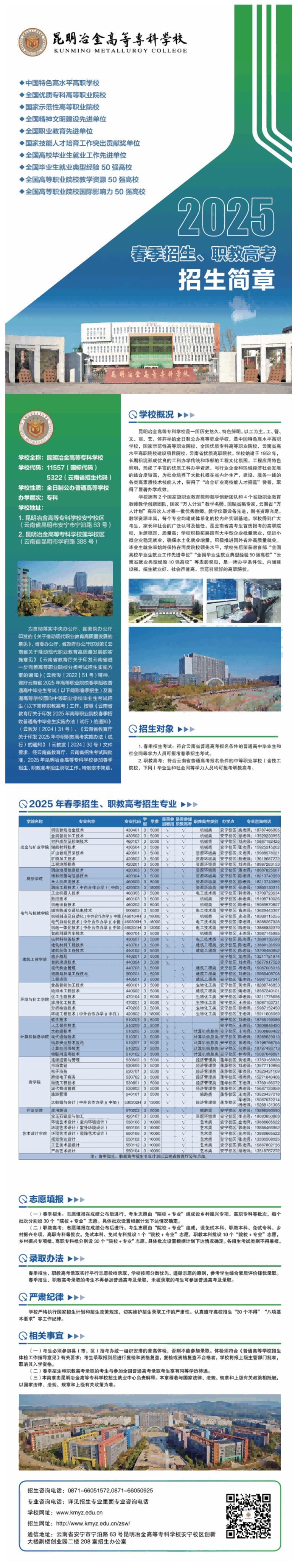 2025年昆明冶金<a href=https://www.211g.cn/tag/gaodong.html target=_blank class=infotextkey>高等</a>专科<a href=https://www.211g.cn/tag/xuexiao.html target=_blank class=infotextkey>学校</a>春季<a href=https://www.211g.cn/tag/zhaosheng.html target=_blank class=infotextkey>招生</a>、职教高考<a href=https://www.211g.cn/tag/zhaosheng.html target=_blank class=infotextkey>招生</a><a href=https://www.211g.cn/tag/jianzhang.html target=_blank class=infotextkey>简章</a>