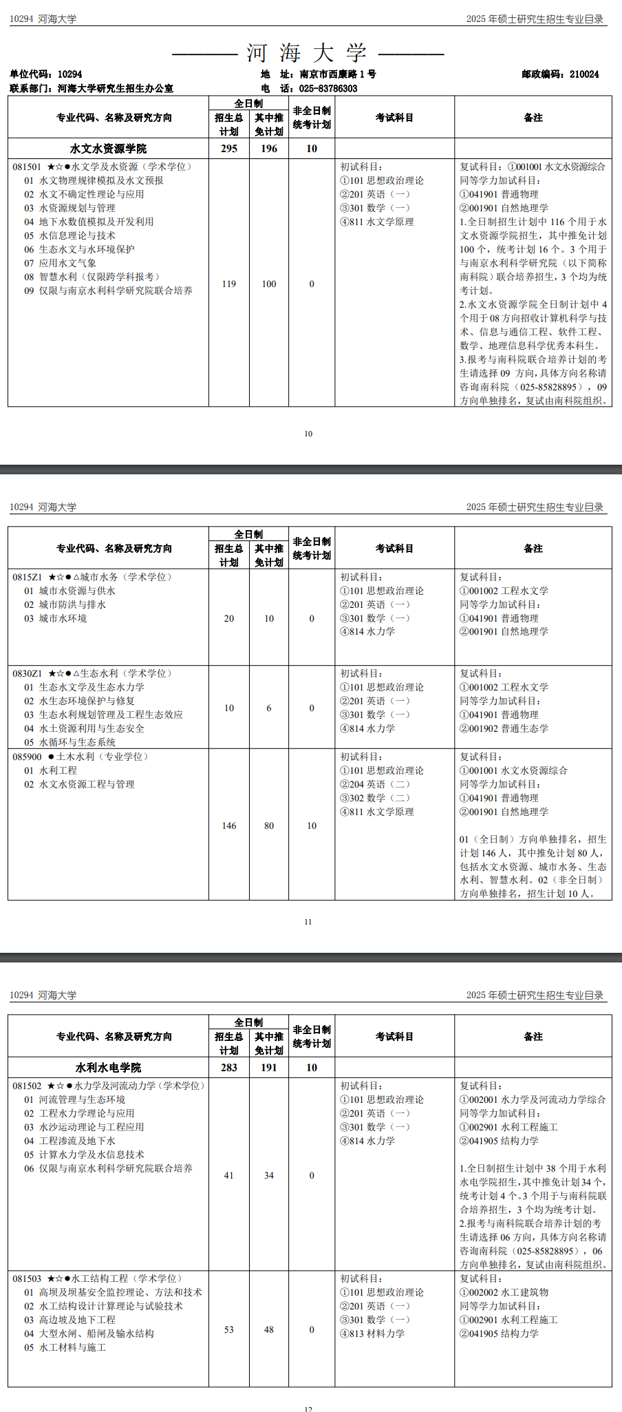 2025河海<a href=https://www.211g.cn/tag/daxue.html target=_blank class=infotextkey>大学</a><a href=https://www.211g.cn/tag/yanjiusheng.html target=_blank class=infotextkey>研究生</a><a href=https://www.211g.cn/tag/zhaosheng.html target=_blank class=infotextkey>招生</a><a href=https://www.211g.cn/tag/xinxi.html target=_blank class=infotextkey>信息</a>及<a href=https://www.211g.cn/tag/kaoshi.html target=_blank class=infotextkey>考试</a><a href=https://www.211g.cn/tag/kemu.html target=_blank class=infotextkey>科目</a>