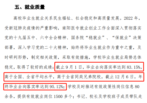 南阳<a href=https://www.211g.cn/tag/yixue.html target=_blank class=infotextkey>医学</a><a href=https://www.211g.cn/tag/gaodong.html target=_blank class=infotextkey>高等</a>专科<a href=https://www.211g.cn/tag/xuexiao.html target=_blank class=infotextkey>学校</a>2022年就业率