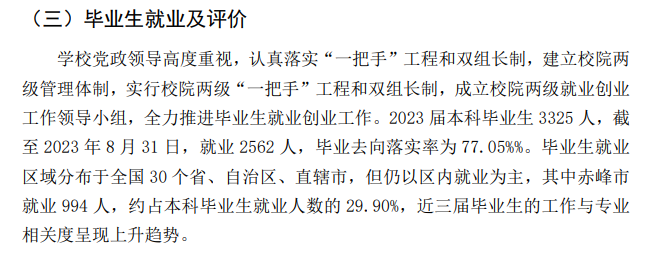 2023届赤峰<a href=https://www.211g.cn/tag/xueyuan.html target=_blank class=infotextkey>学院</a>就业率图表